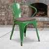 image:imageFlash Furniture BlackAntique Gold Metal Chair with Wood Seat and ArmsGreen