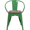 image:imageFlash Furniture BlackAntique Gold Metal Chair with Wood Seat and ArmsGreen