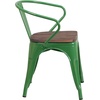 image:imageFlash Furniture BlackAntique Gold Metal Chair with Wood Seat and ArmsGreen