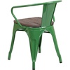 image:imageFlash Furniture BlackAntique Gold Metal Chair with Wood Seat and ArmsGreen