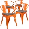 image:imageFlash Furniture BlackAntique Gold Metal Chair with Wood Seat and ArmsOrange