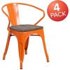 image:imageFlash Furniture BlackAntique Gold Metal Chair with Wood Seat and ArmsOrange