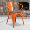 image:imageFlash Furniture BlackAntique Gold Metal Chair with Wood Seat and ArmsOrange
