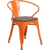 image:imageFlash Furniture BlackAntique Gold Metal Chair with Wood Seat and ArmsOrange