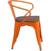 image:imageFlash Furniture BlackAntique Gold Metal Chair with Wood Seat and ArmsOrange