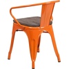 image:imageFlash Furniture BlackAntique Gold Metal Chair with Wood Seat and ArmsOrange