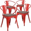 image:imageFlash Furniture BlackAntique Gold Metal Chair with Wood Seat and ArmsRed