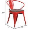 image:imageFlash Furniture BlackAntique Gold Metal Chair with Wood Seat and ArmsRed