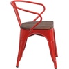 image:imageFlash Furniture BlackAntique Gold Metal Chair with Wood Seat and ArmsRed