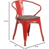 image:imageFlash Furniture BlackAntique Gold Metal Chair with Wood Seat and ArmsRed