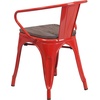 image:imageFlash Furniture BlackAntique Gold Metal Chair with Wood Seat and ArmsRed