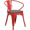 image:imageFlash Furniture BlackAntique Gold Metal Chair with Wood Seat and ArmsRed