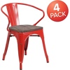 image:imageFlash Furniture BlackAntique Gold Metal Chair with Wood Seat and ArmsRed