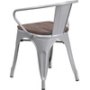 image:imageFlash Furniture BlackAntique Gold Metal Chair with Wood Seat and ArmsSilver