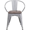 image:imageFlash Furniture BlackAntique Gold Metal Chair with Wood Seat and ArmsSilver