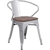 image:imageFlash Furniture BlackAntique Gold Metal Chair with Wood Seat and ArmsSilver