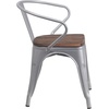 image:imageFlash Furniture BlackAntique Gold Metal Chair with Wood Seat and ArmsSilver