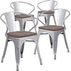 image:imageFlash Furniture BlackAntique Gold Metal Chair with Wood Seat and ArmsSilver