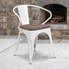 image:imageFlash Furniture BlackAntique Gold Metal Chair with Wood Seat and ArmsWhite