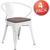 image:imageFlash Furniture BlackAntique Gold Metal Chair with Wood Seat and ArmsWhite