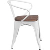 image:imageFlash Furniture BlackAntique Gold Metal Chair with Wood Seat and ArmsWhite