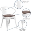 image:imageFlash Furniture BlackAntique Gold Metal Chair with Wood Seat and ArmsWhite