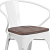 image:imageFlash Furniture BlackAntique Gold Metal Chair with Wood Seat and ArmsWhite