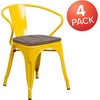 image:imageFlash Furniture BlackAntique Gold Metal Chair with Wood Seat and ArmsYellow