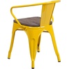image:imageFlash Furniture BlackAntique Gold Metal Chair with Wood Seat and ArmsYellow