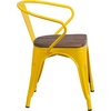 image:imageFlash Furniture BlackAntique Gold Metal Chair with Wood Seat and ArmsYellow
