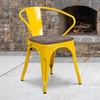 image:imageFlash Furniture BlackAntique Gold Metal Chair with Wood Seat and ArmsYellow