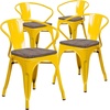 image:imageFlash Furniture BlackAntique Gold Metal Chair with Wood Seat and ArmsYellow