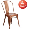 image:imageFlash Furniture Blake Commercial Grade 4 Pack Distressed Orange Metal IndoorOutdoor Stackable ChairCopper