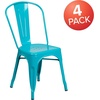 image:imageFlash Furniture Blake Commercial Grade 4 Pack Distressed Orange Metal IndoorOutdoor Stackable ChairCrystal Tealblue
