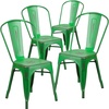 image:imageFlash Furniture Blake Commercial Grade 4 Pack Distressed Orange Metal IndoorOutdoor Stackable ChairDistressed Green