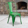 image:imageFlash Furniture Blake Commercial Grade 4 Pack Distressed Orange Metal IndoorOutdoor Stackable ChairDistressed Green