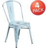 image:imageFlash Furniture Blake Commercial Grade 4 Pack Distressed Orange Metal IndoorOutdoor Stackable ChairDistressed Greenblue