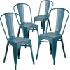 image:imageFlash Furniture Blake Commercial Grade 4 Pack Distressed Orange Metal IndoorOutdoor Stackable ChairDistressed Kelly Blueteal
