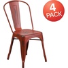 image:imageFlash Furniture Blake Commercial Grade 4 Pack Distressed Orange Metal IndoorOutdoor Stackable ChairDistressed Kelly Red