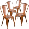 image:imageFlash Furniture Blake Commercial Grade 4 Pack Distressed Orange Metal IndoorOutdoor Stackable ChairDistressed Orange