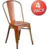 image:imageFlash Furniture Blake Commercial Grade 4 Pack Distressed Orange Metal IndoorOutdoor Stackable ChairDistressed Orange