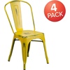 image:imageFlash Furniture Blake Commercial Grade 4 Pack Distressed Orange Metal IndoorOutdoor Stackable ChairDistressed Yellow