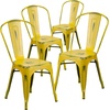 image:imageFlash Furniture Blake Commercial Grade 4 Pack Distressed Orange Metal IndoorOutdoor Stackable ChairDistressed Yellow