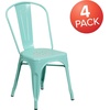 image:imageFlash Furniture Blake Commercial Grade 4 Pack Distressed Orange Metal IndoorOutdoor Stackable ChairMint Green