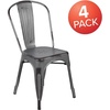 image:imageFlash Furniture Blake Commercial Grade 4 Pack Distressed Orange Metal IndoorOutdoor Stackable ChairSilver Gray