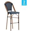 image:imageFlash Furniture Bordeaux Commercial Grade Bistro Bar Height Stool Stackable IndoorOutdoor Dining Stool 30 High BlackWhite and Natural FinishNavy  WhiteNatural Frame