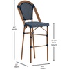 image:imageFlash Furniture Bordeaux Commercial Grade Bistro Bar Height Stool Stackable IndoorOutdoor Dining Stool 30 High BlackWhite and Natural FinishNavy  WhiteNatural Frame