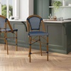 image:imageFlash Furniture Bordeaux Commercial Grade Bistro Counter Height Stool Stackable IndoorOutdoor Dining Stool 26 High Set of 2 BlackWhite amp Natural FinishNavy  WhiteNatural Frame