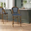 image:imageFlash Furniture Bordeaux Commercial Grade Bistro Counter Height Stool Stackable IndoorOutdoor Dining Stool 26 High Set of 2 BlackWhite amp Natural FinishNavy  WhiteNatural Frame