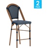 image:imageFlash Furniture Bordeaux Commercial Grade Bistro Counter Height Stool Stackable IndoorOutdoor Dining Stool 26 High Set of 2 BlackWhite amp Natural FinishNavy  WhiteNatural Frame